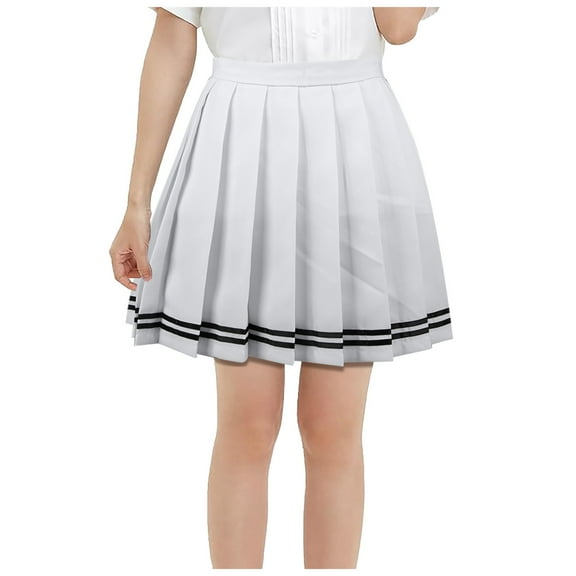 Fsqjgq Skirt for Women Sexy Trendy Casual Pleated Skirts Female High School Solid Color High Waist Knee Pleated Miniskirt Black Tennis Skirt Womens Skirts Business Casual Skirt M