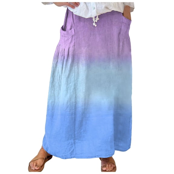 Fsqjgq Skirt for Women Sexy Trendy Casual Pleated Skirts Maxi Skirts for Women High Waisted Skirts for Women Long Summer Skirts Midi Skirt With Pockets Navy Blue Skirt for Women Y2K Skirt XL