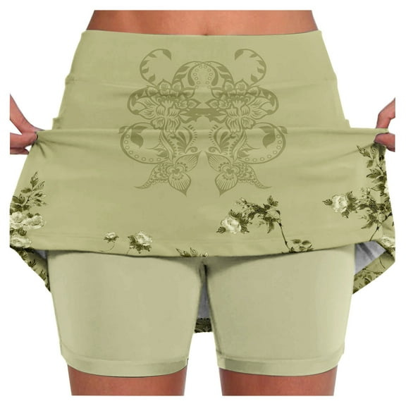 Fsqjgq Skirt for Women Short Tennis Golf Skirts High Waisted with Pockets Inner Shorts for Athletic Skorts Sports Running Active Skirts Summer Workout Outfits Mini Skirts Beige Skirt Goth Skirt S