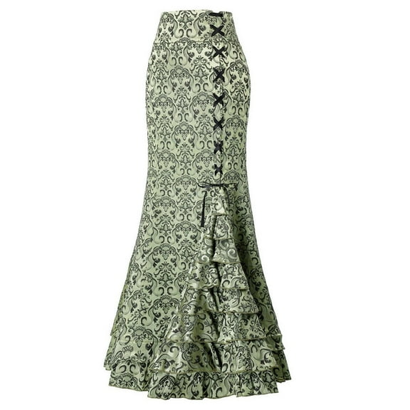 Fsqjgq Skirt for Women Tennis Trendy Casual Pleated Skirts Maxi Skirts for Women Fishtail Skirt Women Long Retro Ruffle Punk Vintage Bodycon Skirt Blue Jean Skirts for Women Goth Skirt S