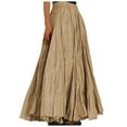 thumbnail image 1 of Fsqjgq Skirts for Women Cargo Skirt Khaki Womens Boho Skirt Vintage Knit Skirts for Women Womens Fashion Casual High Waist Fold A Dress Soild Vintage Loose Beach Wrap Maxi Long Skirt XL, 1 of 5