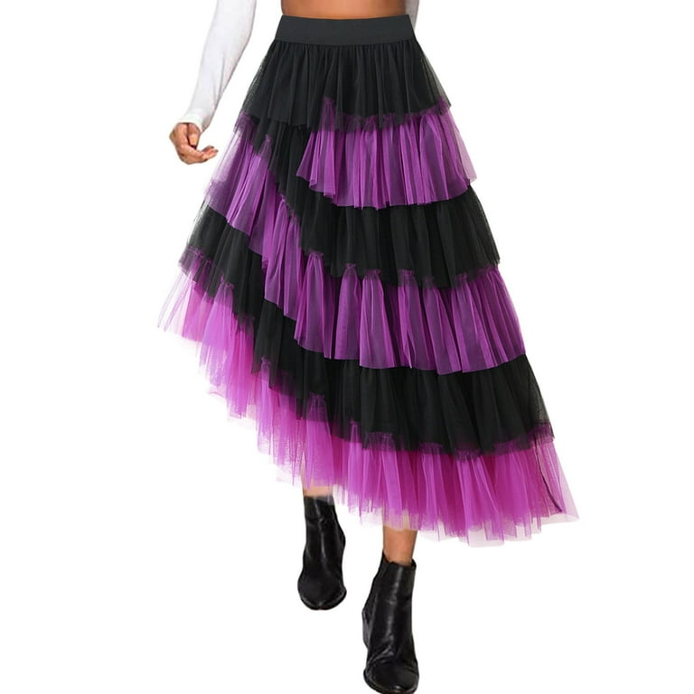 Fsqjgq Skirts for Women Maxi Skirt Purple Long Denim Skirt Plus