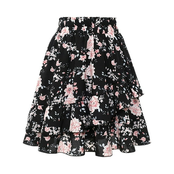 Fsqjgq Skirts for Women Mini Skirt Black Womens Boho Skirts Trendy Womens Professional Clothes Skirt Sequin Embroidered Performance Swing Performance M