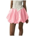thumbnail image 1 of Fsqjgq Skirts for Women with Pockets Trendy Casual Pleated Skirts Women Bubble Skirt High Elastic Waist Ruffle Flared Mini Skirts Layered Pleated Balloon Short Skirts Cotton Skirts for Women Y2K XL, 1 of 4