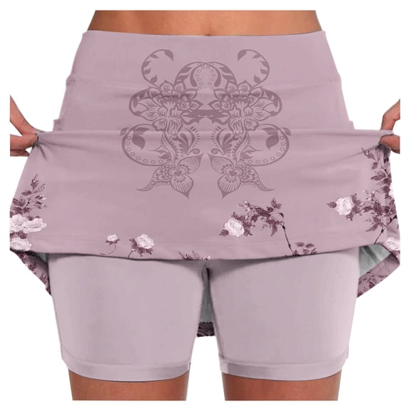 Fsqjgq Pleated Skirt Elegant Skirts for Women Long Skirt Denim Maxi Skirt Tennis Skirt Golf Skorts Athletic High Waisted with Pockets Inner Shorts Sport Workout Pleated Mini Skirt with Underpants S