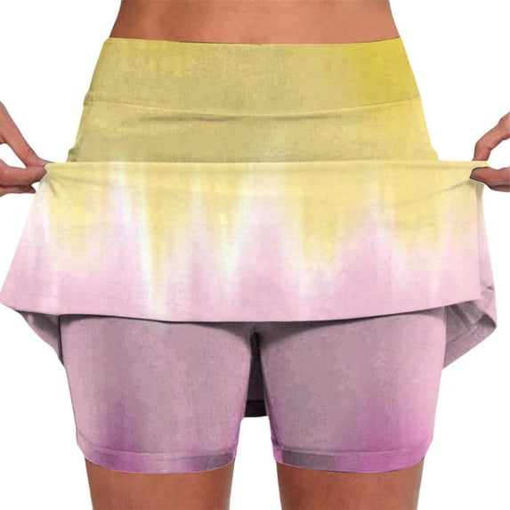 Fsqjgq Skirts for Women Tennis Golf Skirts Summer Workout Outfits Athletic Skorts Mini Skirt with Pockets High Waisted Jogging Skirts Sports Yoga Skirts Stretch Shorts Womens Skirts Knee Length 2XL