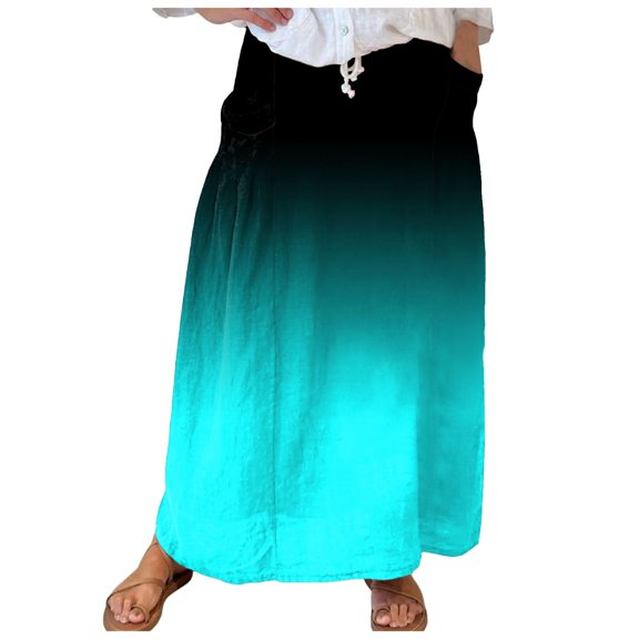 Fsqjgq Skirts for Women To The Knees Trendy Casual Pleated Skirts Maxi Skirts for Women High Waisted Skirts Long Summer Skirts Midi Skirt With Pockets Plus Size Skirts for Women Business Casual L