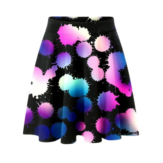 Fsqjgq Skirts for Women Gothic Purple Skirt for Women Classic Daily Elegant Casual Mini Skirt Elastic Waist Skirt Purple Xxl