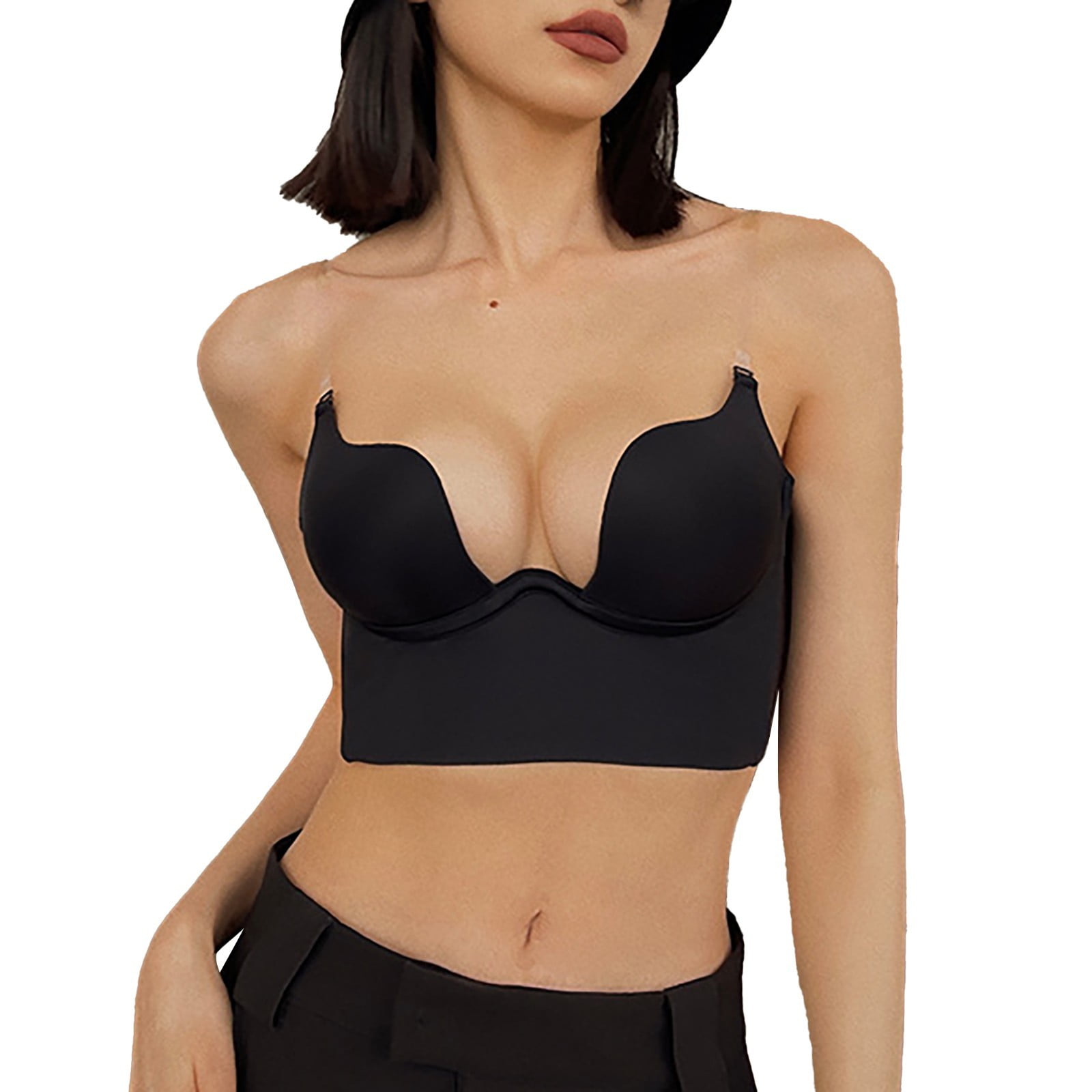 Act Now! Gomind Brassiere Women Women's V Bra Halter Low Back Padded  Convertible Sexy Push Up Bra 70B