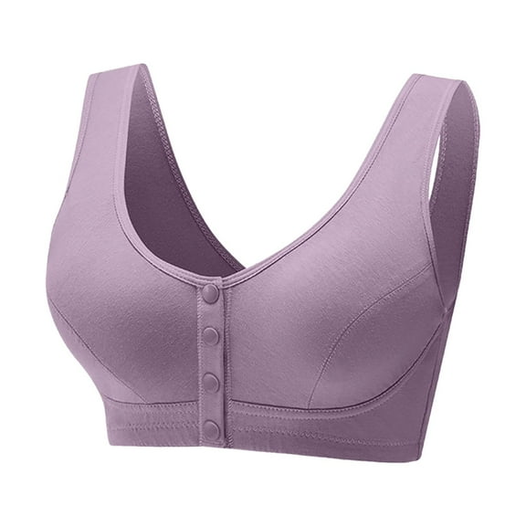 Fsqjgq Sports Bras for Women Plus Size Middle Aged Elderly Comfortable Bralettes Underwear Comfort Seamless Padded Lightly Lined Wireless Bras Purple Xxxl