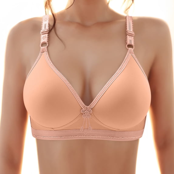 Fsqjgq Sports Bras for Women Plus Size Middle And Elderly Comfort Thin Underwear Adjustable Lightly Lined Padded Seamless Wireless Push Up Bras Beige 36