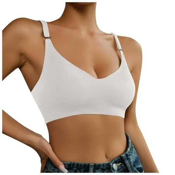 Fsqjgq Sports Bras for Women Underwear Bandeau Bra Work Out Beautiful Back Plus Size Bralette Seamless Girls' Bra Sexy Beautiful Back Gathers Comfortable Ladies Underwear Without Rims Seamless Sports
