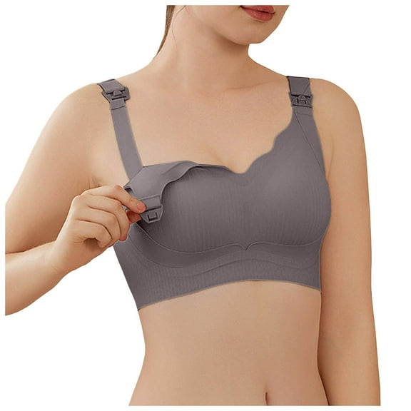 Fsqjgq Sports Bras for Women Underwear Sports Bras Large Bust Sports Bralette Wireless Bras Large Cup Pregnant Breastfeeding Underwear Thin Fixed Cup Without Steel Ring Gathering Sagging Pregnant Bra
