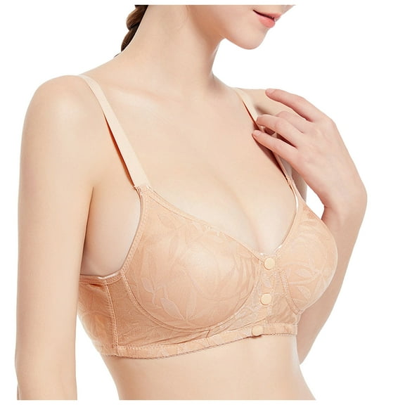 Fsqjgq Sports Bras for Women Underwear Sports Bras Large Bust Work Out Beautiful Back No Wire Push Up Bras for Women Sexy Front Button Shaping Cup Adjustable Shoulder Strap Large Size Underwire Bra P