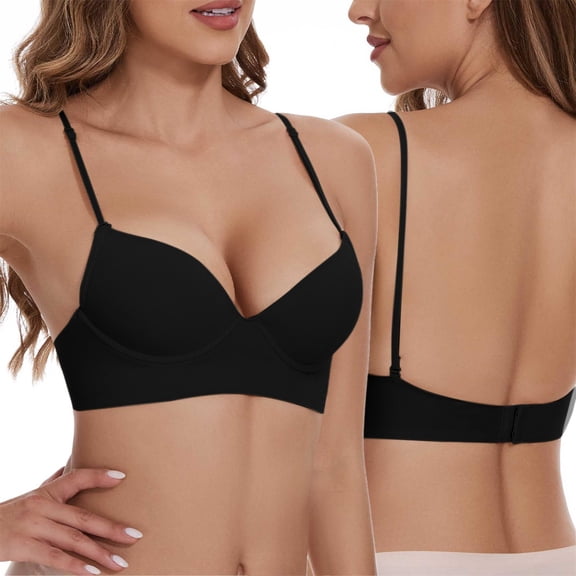 Fsqjgq Sports Bras for Women Underwear Nursing Bras for Breastfeeding T-Back Push up Bras Low Back Bra Low Back Bra Wire U Shaped Backless Bra Convertible Spaghetti Strap Seamless Sleeping Bralette T