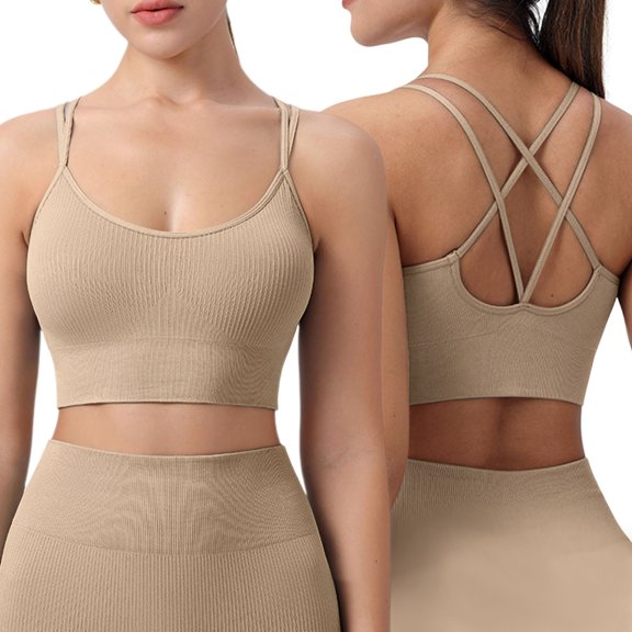Fsqjgq Sports Bras for Women Underwear Tank Tops with Built In Bras Running Bandeau Bras for Sagging Sexy Large Size Integrated High Strength Shockproof Yoga Running Fitness Sports Bra Bralet