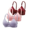 thumbnail image 1 of Fsqjgq Sports Bras for Women 3 Pack Comfortable Thin Bralettes Convertible Lightly Lined Seamless Wireless Bras Gathered Padded Push Up Bra Red 36, 1 of 2