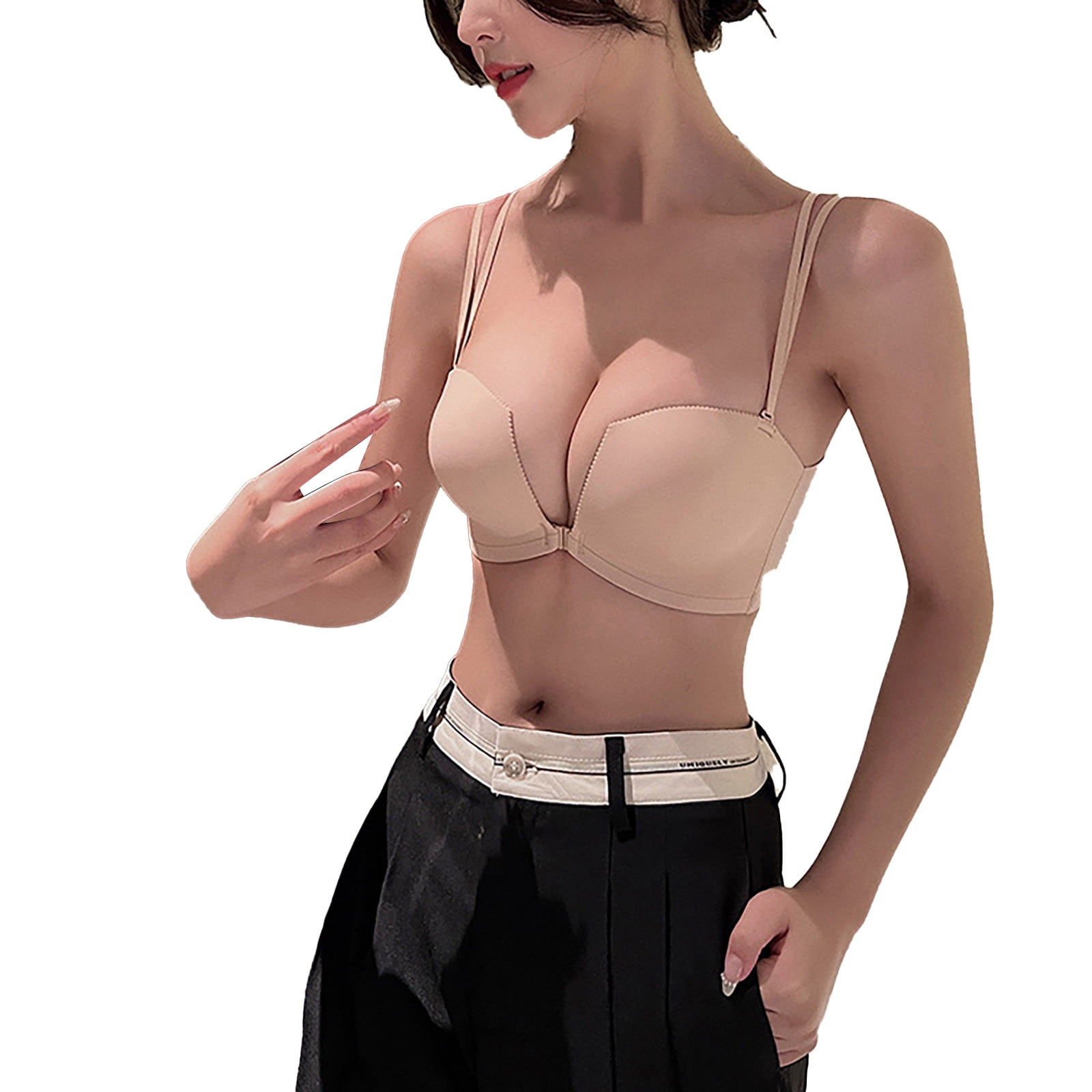 Fsqjgq Sports Bras for Women Front Closure Wireless Bra Enhancing Small