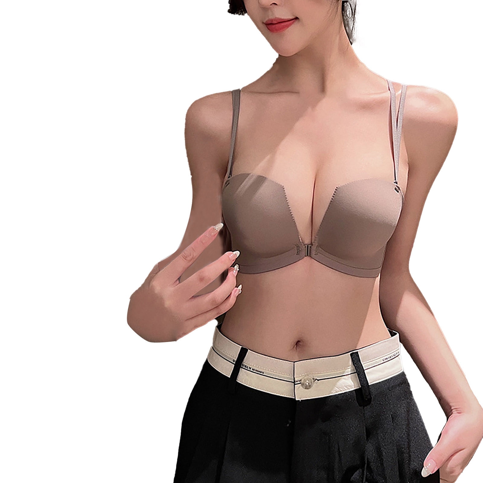 Fsqjgq Sports Bras for Women Front Closure Wireless Bra Enhancing Small