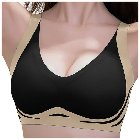 Fsqjgq Sports Bras for Women Sagging Full Coverage Wireless Bras Color Block Back Support Push Up Bra Bralettes Comfort Underwear Seamless Bra M