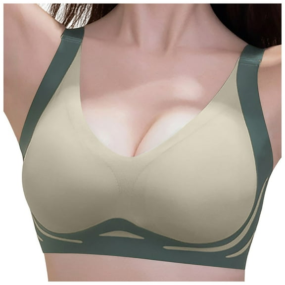 Fsqjgq Sports Bras for Women Sagging Full Coverage Wireless Bras Color Block Back Support Push Up Bra Bralettes Comfort Underwear Seamless Bra XL