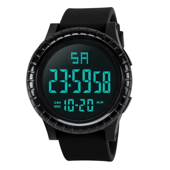 Fsqjgq Sports Watches for Men Waterproof Shockproof Outdoor Wristwatch LED Date Digital Analog Watch Alarm Clock Black