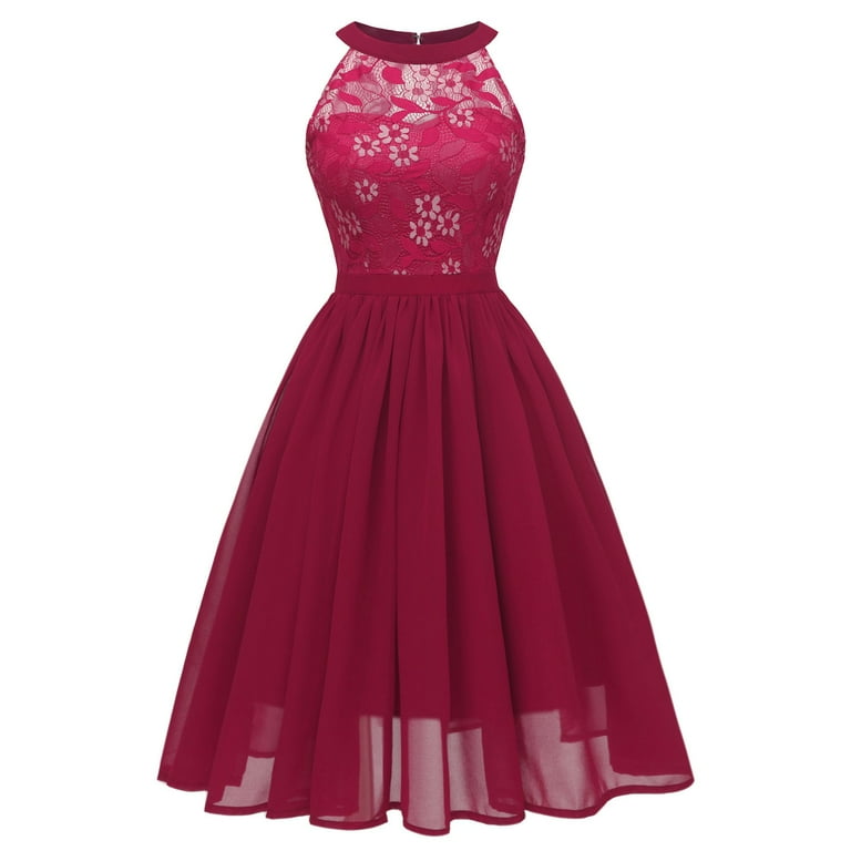 knee length dresses for ladies Spring Garden Ladies Halter Midi Dress