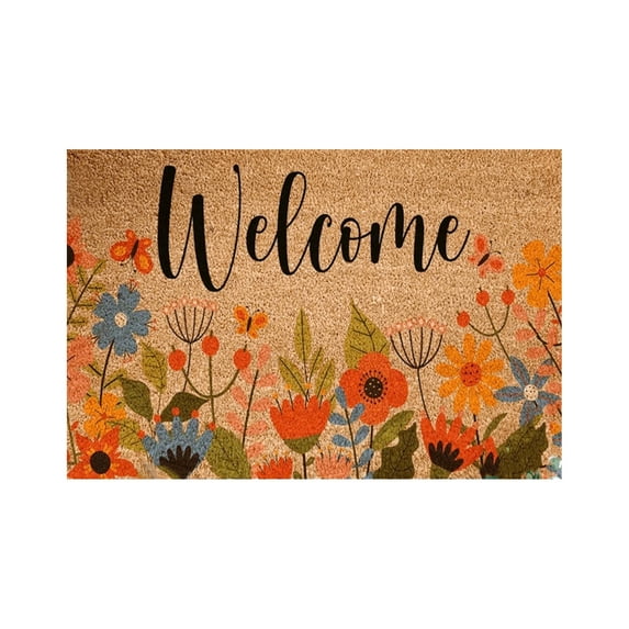 Fsqjgq Spring Summer Doormats Funny Indoor Outdoor Welcome Floor Mats Non Slip Polyester Bathroom Kitchen Entry Rug Carpet,15"x 23" 1 Piece B