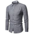 thumbnail image 1 of Fsqjgq Striped Dress Shirts for Men Slim Fit Long Sleeve Button Up Shirt Business Man Shirts Blouse Grey L, 1 of 3