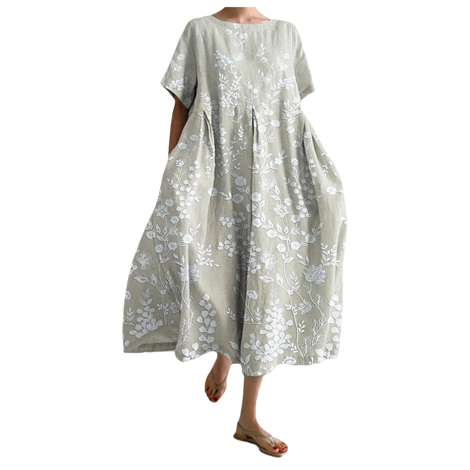 Fsqjgq Summer Dress Prom Dress Party Dress Bridal Shower Dresses for Bride  Womens Summer Flowy Oversized Baggy Boho Floral Casual Loose Long Dress  Boho Vacation Dresses T Shirt Dress Smocked Tier XL -