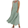 thumbnail image 1 of Fsqjgq Summer Dress Summer Dresses for Women Garden Party Dress Fashion Casual Solid Dress Sleeveless with Pocket Loose Dress Tank Maxi Dress Plus Size Vacation Dress High Waist Flowy Maxi Dress 5XL, 1 of 5