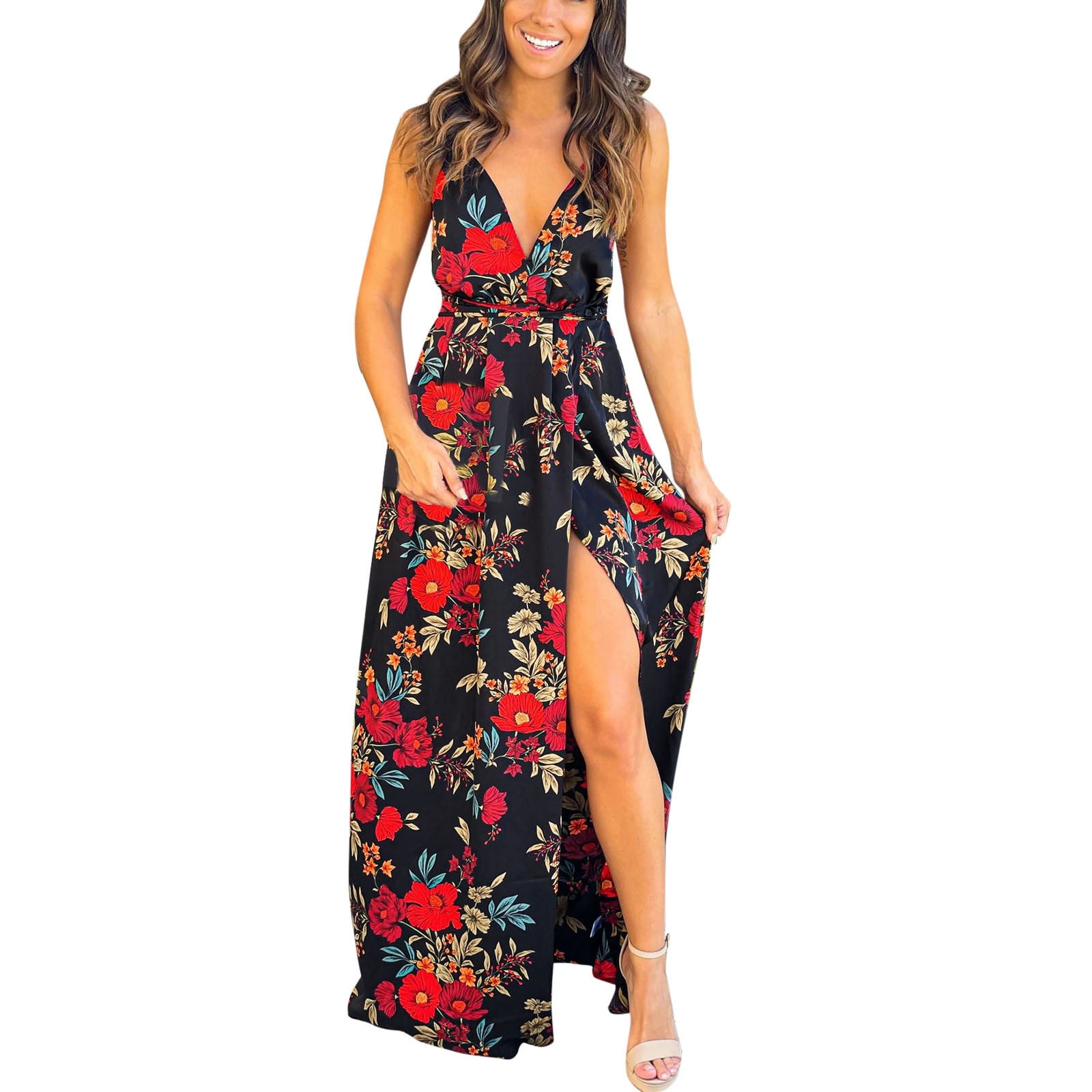 Fsqjgq Summer Dresses Female A Line Dresses Womens Spaghetti