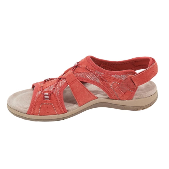 Fsqjgq Summer Sandals Women Clearance Sandals for Women Customize The Latest Pu Retro Fashion Solid Color Quality Sandals and Flat Shoes for Female Size 40 Red