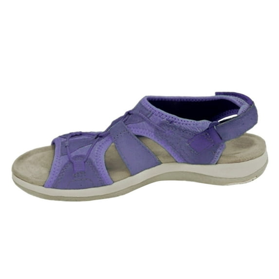 Fsqjgq Summer Sandals Women Women's Sandles Customize The Latest Pu Retro Fashion Solid Color Quality Sandals and Flat Shoes for Female Size 38 Purple