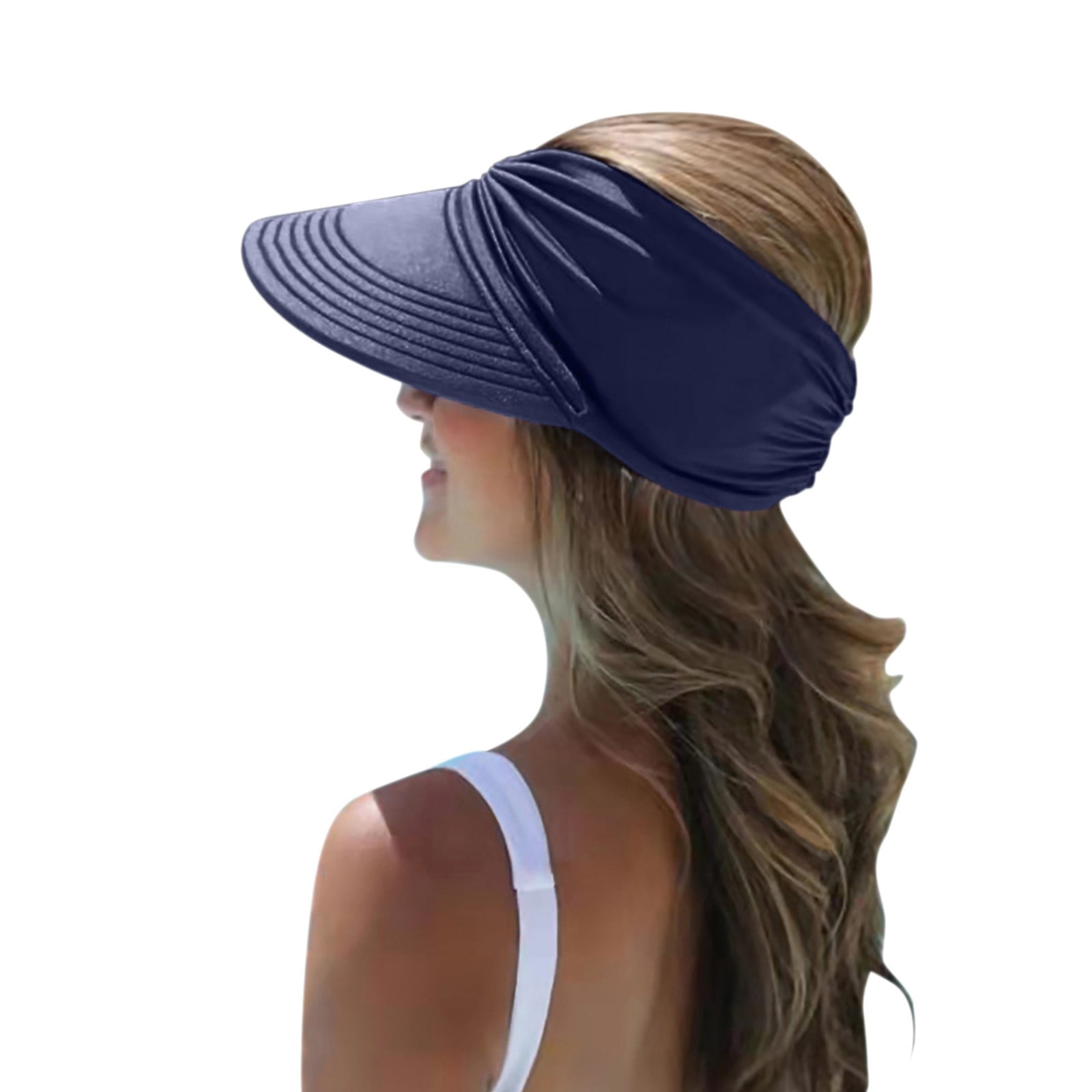 Fsqjgq Sun Hat for Women Adjustable Buckle Hats Sun Visors for Women Visor  Wide Hat Summer Protection Face Beach Sports Cap ,Clear 