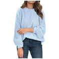 thumbnail image 1 of Fsqjgq Sweaters for Women Blue Pullover Tops Clothes Women Oversized Crewneck Sweaters Long Sleeve Casual Ribbed Knit Winter Clothes Pullover Sweaters Blouse Top Clothes Outfits Womens Fall Cardigan, 1 of 4