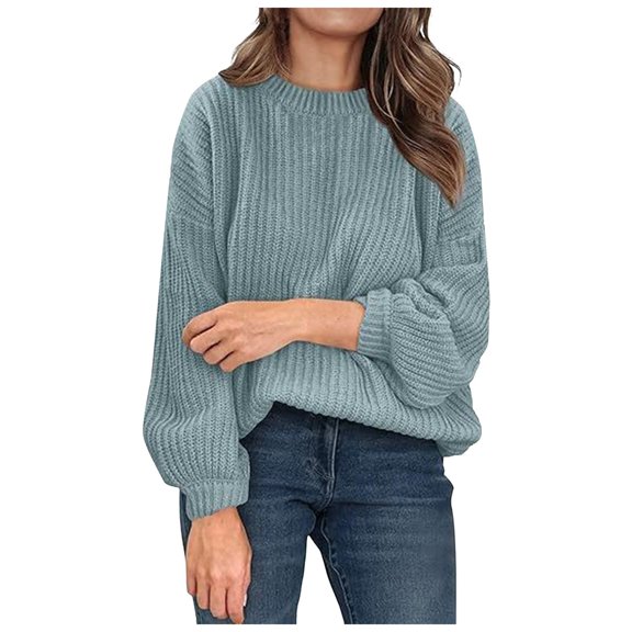 Fsqjgq Sweaters for Women Green Pullover Tops Yellow Sweater Oversized Crewneck Sweaters Long Sleeve Casual Ribbed Knit Winter Clothes Pullover Sweaters Blouse Top Clothes Womens Fashion Cardigan
