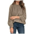 thumbnail image 1 of Fsqjgq Sweaters for Women Khaki Pullover Tops Women's Sweater Vests Oversized Crewneck Sweaters Long Sleeve Casual Ribbed Knit Winter Clothes Pullover Sweaters Blouse Top Fall Fashion Cardigan, 1 of 4
