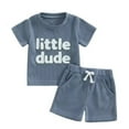 thumbnail image 1 of Fsqjgq Toddler Baby Boy Clothes Waffle Outfit Mom Boy Matching Outfit Summer Short Sleeve Flower Embroidered T Shirt Shorts Boys Clothing Sets 6-12M, 1 of 2