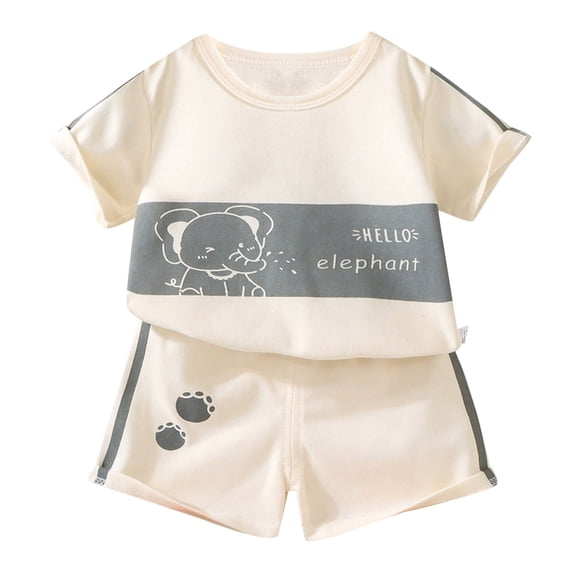 Fsqjgq Toddler Baby Boys Clothes Easter Outfit Little Boys Summer Outfits Cute Cartoon Rabbit Print Short-sleeved Shorts Set Clothing Sets 6-12 Months