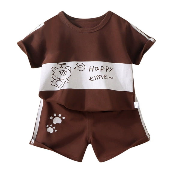 Fsqjgq Toddler Baby Boys Clothes Easter Outfit Little Boys Summer Outfits Cute Cartoon Rabbit Print Short-sleeved Shorts Set Clothing Sets 12-18 Months