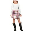 thumbnail image 1 of Fsqjgq Toddler Fall Clothes for Girls Cute Girls Clothes Girl Skirt Sets 2 Piece Outfits Square Neck Jacquard Puff Sleeve Tops Plaid Mini Skirt Shorts Fall Winter Clothes Baby Girl Outfit Set Size 90, 1 of 9