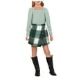thumbnail image 1 of Fsqjgq Toddler Girl Clothes Trendy Girls Clothes Girl Skirt Sets 2 Piece Outfits Square Neck Jacquard Puff Sleeve Tops Plaid Mini Skirt Shorts Fall Winter Clothes Baby Girl Outfits Kids Sets Size 90, 1 of 7