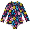 thumbnail image 1 of Fsqjgq Toddler Girls One Piece Swimsuit Long Sleeve Floral Print Ruffle Bathing Suit Baby Kids Cute Rash Guard Swimwear 1-6 Years, 1 of 9