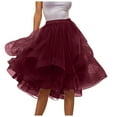 thumbnail image 1 of Fsqjgq Tulle Skirts for Women A Line Elastic Waist Tiered Layered Puffy Midi Long Party Tutu Skirt Puffy Petticoat Carnival Mesh Dance Skirts, 1 of 4