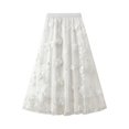 thumbnail image 1 of Fsqjgq Tulle Skirts for Women Embroidered Mesh Party Evening Tutu Skirts Tea Length High Waisted A Line Pleated Skirt Puffy Petticoat, 1 of 5