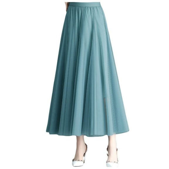 Fsqjgq Tutu Skirt Gothic Skirts for Women Cargo Skirt Falda Sexy Skirt Korean Style A Line Mesh Skirt with Large Hem Mid Length Skirt with High Waist And Effect High Waisted Black Skirts One Size