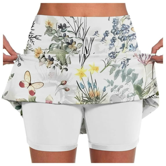 Fsqjgq Tutu Skirt Gothic Skirts for Women Cargo Skirt Jean Skirts for Women Denim Tennis Skirt Golf Skorts Athletic High Waist with Pockets Inner Shorts Sport Workout Pleated Mini Skirt M