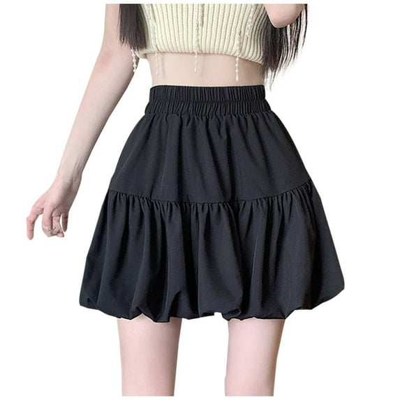 Fsqjgq Tutu Skirt Gothic Skirts for Women Mini Skirt Long Denim Skirts for Women Y2K Bubble Skirt High Waisted Sweet A Line Flared Pleated Skirt Midi Tulle Petticoat Puffy Ruffle Skater Skirt M