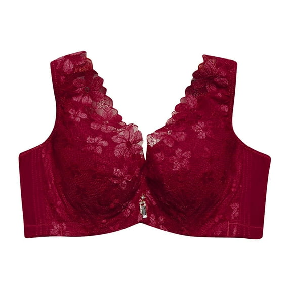 Fsqjgq Underwire Bras for Women Plus Size Floral Lace Push Up Bra Padded Underwear Without Sponge Vest Thin Sports Bra Comfort Bralettes 38B